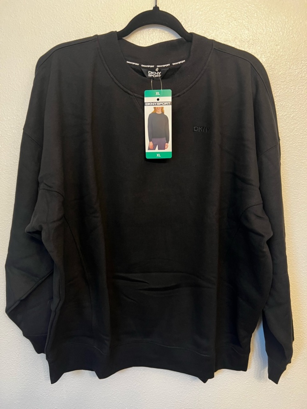 DKNY Sport Black Logo Crewneck Sweatshirt - Picture 2 of 5
